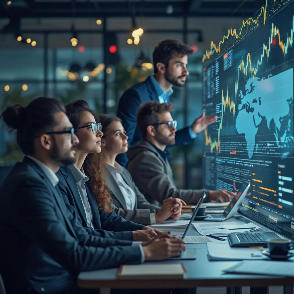 Équipe FinTechIA travaillant ensemble sur des solutions IA