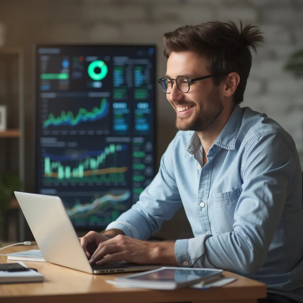 Petite entreprise utilisant un tableau de bord financier IA