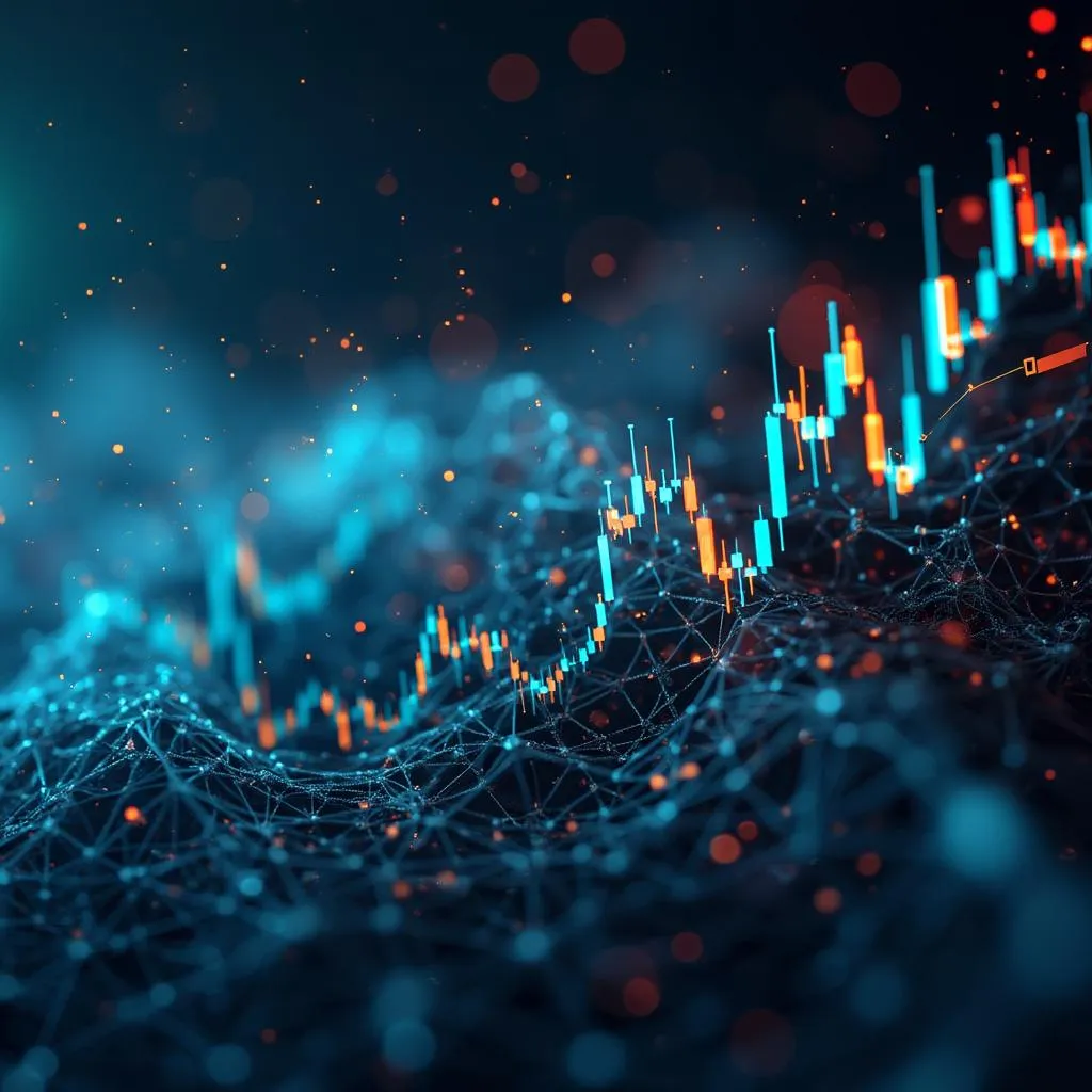 Graphiques futuristes illustrant la vision de l'IA en finance